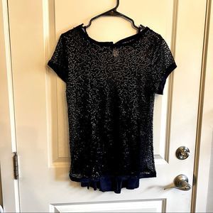 Navy sequined blouse